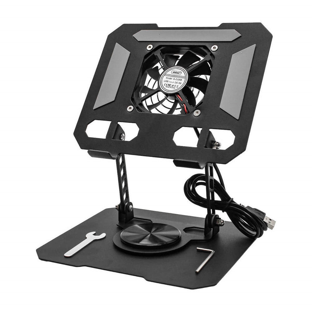 SUPPORTO REGOLABILE PER SMARTPHONE TABLET CON VENTOLA RAFFREDDAMENTO ROTAZIONE 360° Q-ZJ268