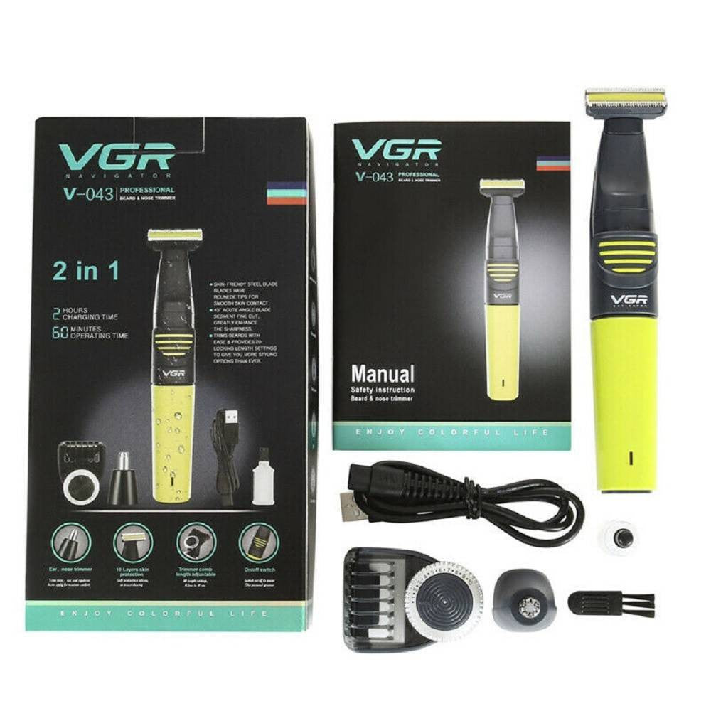 TAGLIA CAPELLI RASOIO REGOLA BARBA RICARICABILE DOCCIA NASO VISO VGR V-043