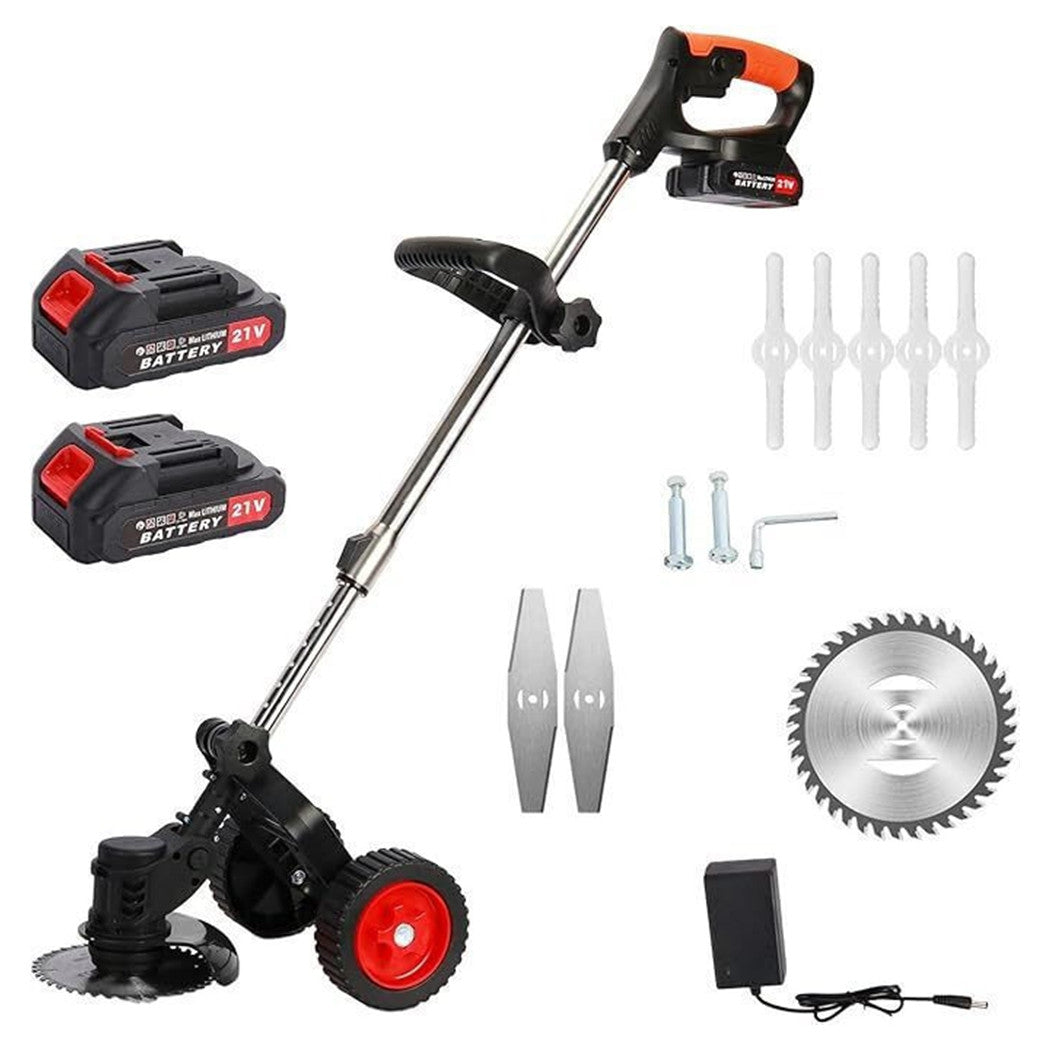 TAGLIAERBA TOSAERBA TAGLIABORDI ELETTRICO A BATTERIA RICARICABILE 21V CON RUOTE Q-TW8