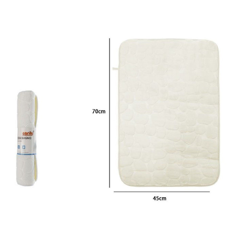 TAPPETO TAPPETINO IN TESSUTO EFFETTO SASSI PER ARREDO BAGNO 45X70CM 79927 BIANCO