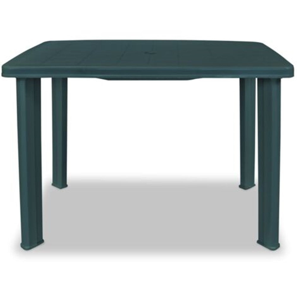 TAVOLO DA GIARDINO VERDE ESTERNO RESISTENTE 101X68XH72CM CON FORO OMBRELLONE 023738