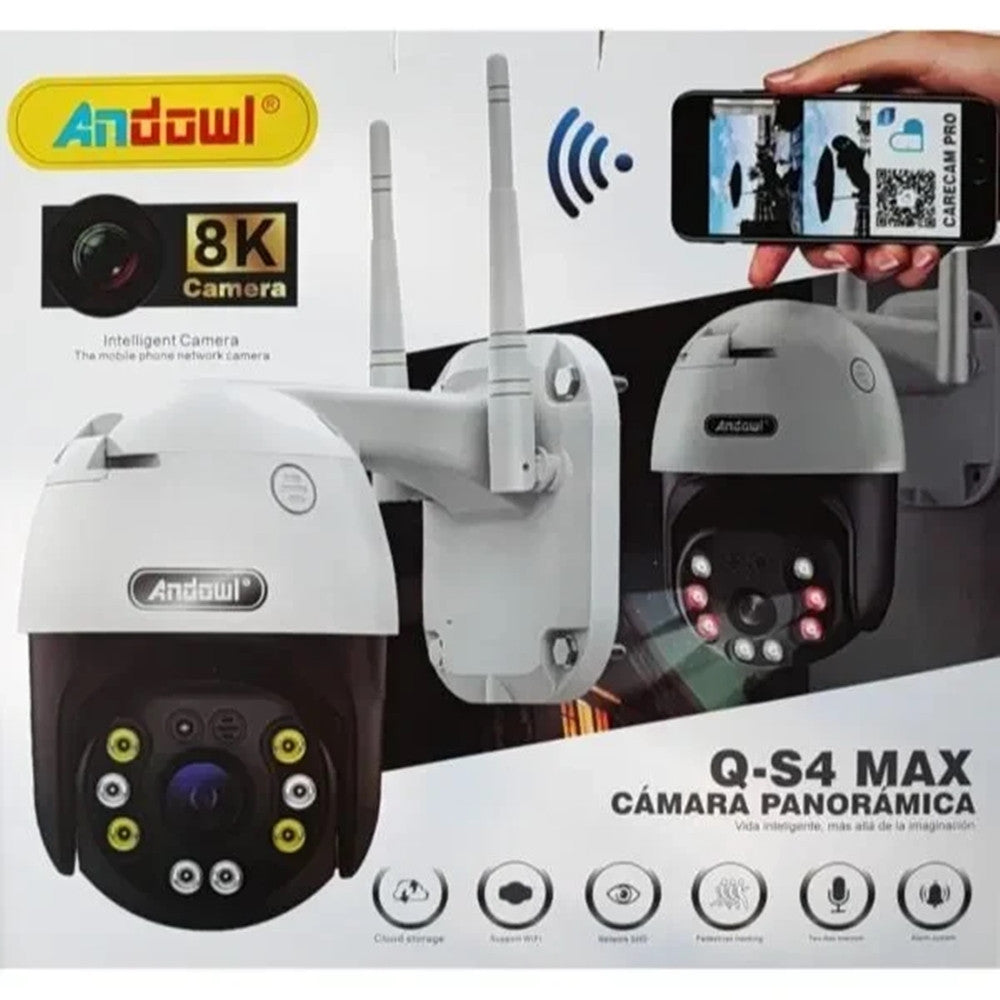 TELECAMERA IP WI-FI PANORAMICA DI SORVEGLIANZA 8K WIRELESS IMPERMEABILE Q-S4 MAX