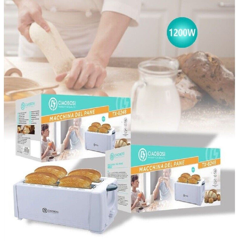 TOSTAPANE CLASSICO TOSTA FETTE PANE MULTIFUNZIONE 1200W VASSOIO BRICIOLE TX-8248