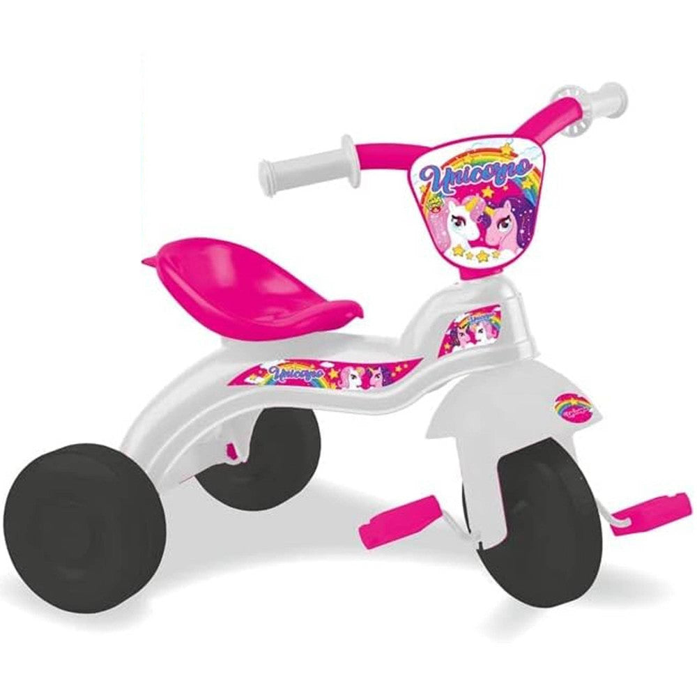 TRICICLO BICI SCOOTER 3 RUOTE CON PEDALI BAMBINA BABY UNICORNO BIANCO E ROSA