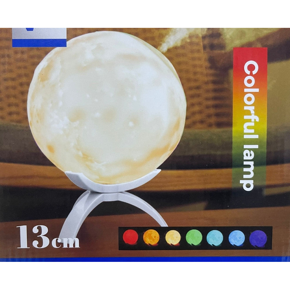 UMIDIFICATORE LAMPADA A FORMA DI LUNA LUCE RGB LED AROMATERAPIA DIFFUSORE AROMI FUMO 13CM