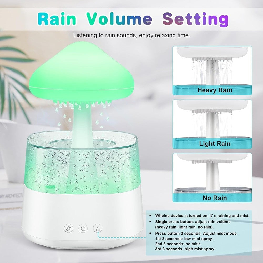 UMIDIFICATORE NUVOLA DI PIOGGIA DIFFUSORE OLI ESSENZIALI AROMATERAPIA CON 7 LUCI