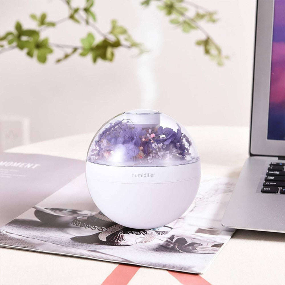 UMIDIFICATORE PER AMBIENTE AROMATERAPIA OLI ESSENZIALI USB CON FIORI PROFUMATORE