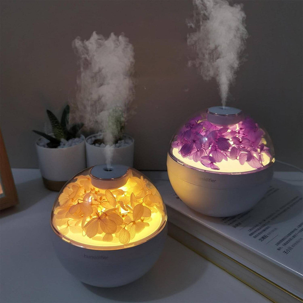 UMIDIFICATORE PER AMBIENTE AROMATERAPIA OLI ESSENZIALI USB CON FIORI PROFUMATORE