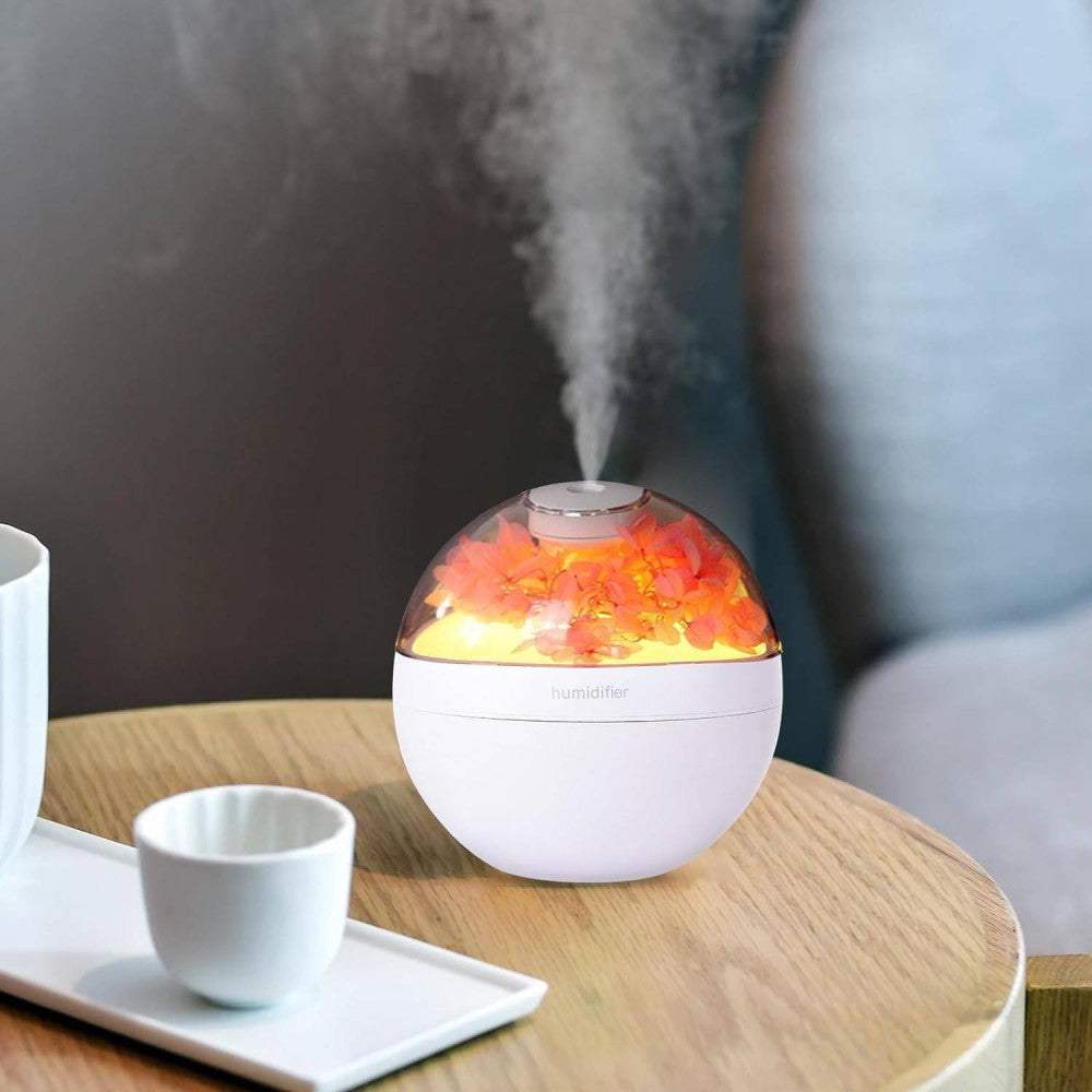 UMIDIFICATORE PER AMBIENTE AROMATERAPIA OLI ESSENZIALI USB CON FIORI PROFUMATORE