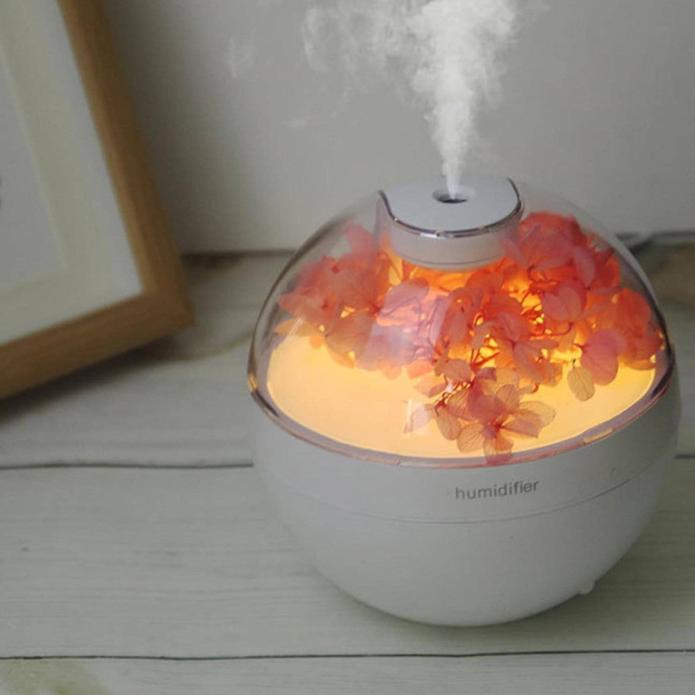 UMIDIFICATORE PER AMBIENTE AROMATERAPIA OLI ESSENZIALI USB CON FIORI PROFUMATORE