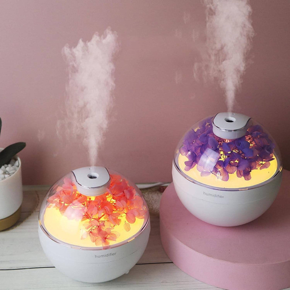 UMIDIFICATORE PER AMBIENTE AROMATERAPIA OLI ESSENZIALI USB CON FIORI PROFUMATORE