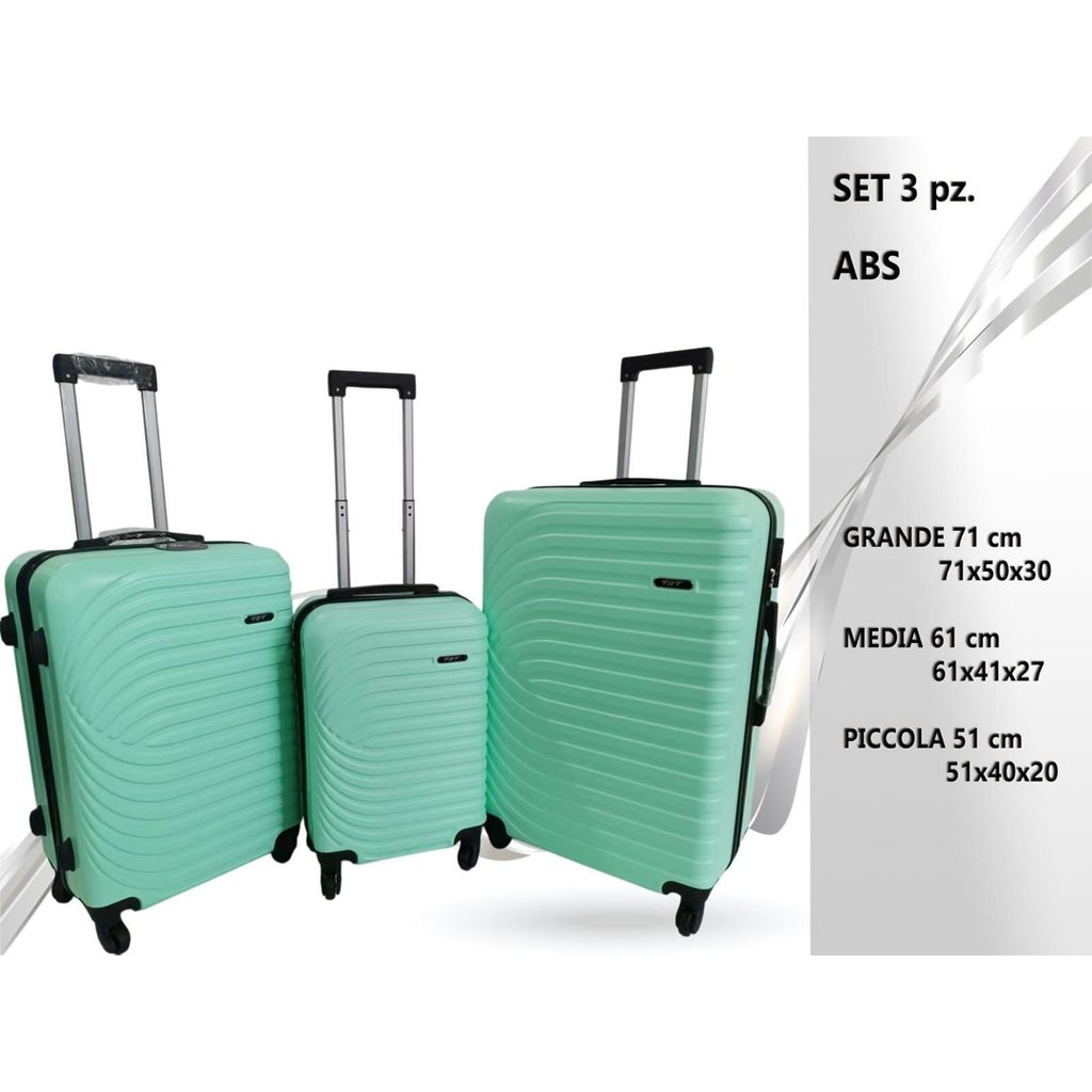 Set Trolley Viaggio 3 Pezzi Rigidi ABS