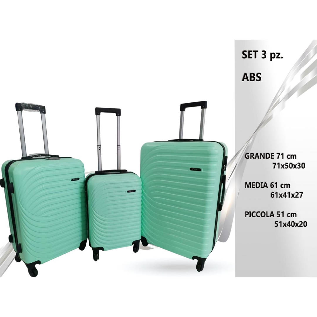 Set Trolley Viaggio 3 Pezzi Rigidi ABS