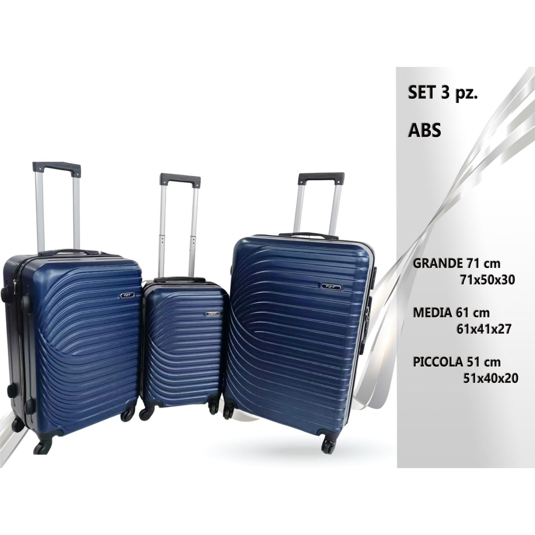 Set Trolley Viaggio 3 Pezzi Rigidi ABS