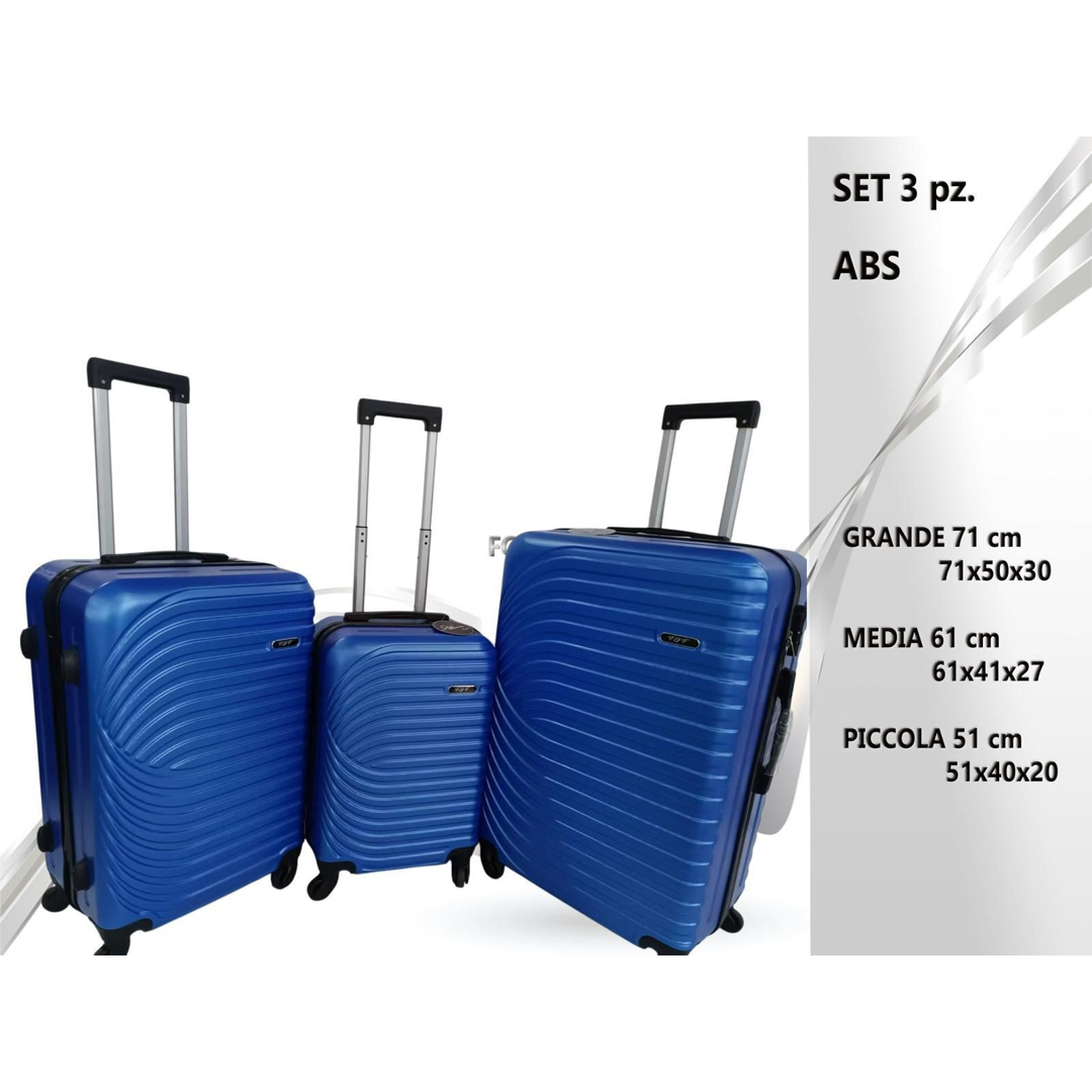 Set Trolley Viaggio 3 Pezzi Rigidi ABS