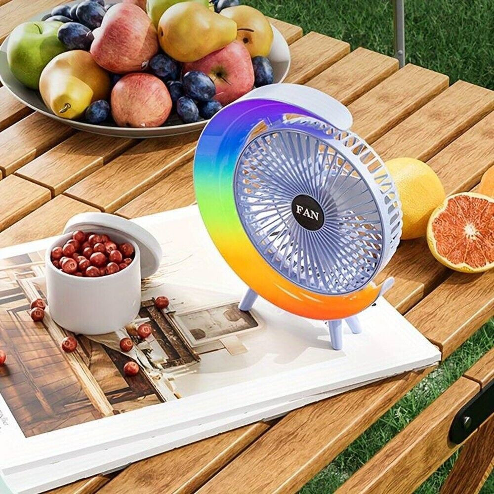 VENTILATORE DA TAVOLO USB 3 VELOCITA' CON LUCE RGB COMPATTO SILENZIOSO PORTATILE