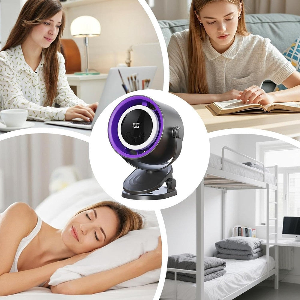 VENTILATORE DA TAVOLO USB ELETTRICO RAFFREDDAMENTO DESIGN LUCE NOTTURNA CAMERA SCRIVANIA