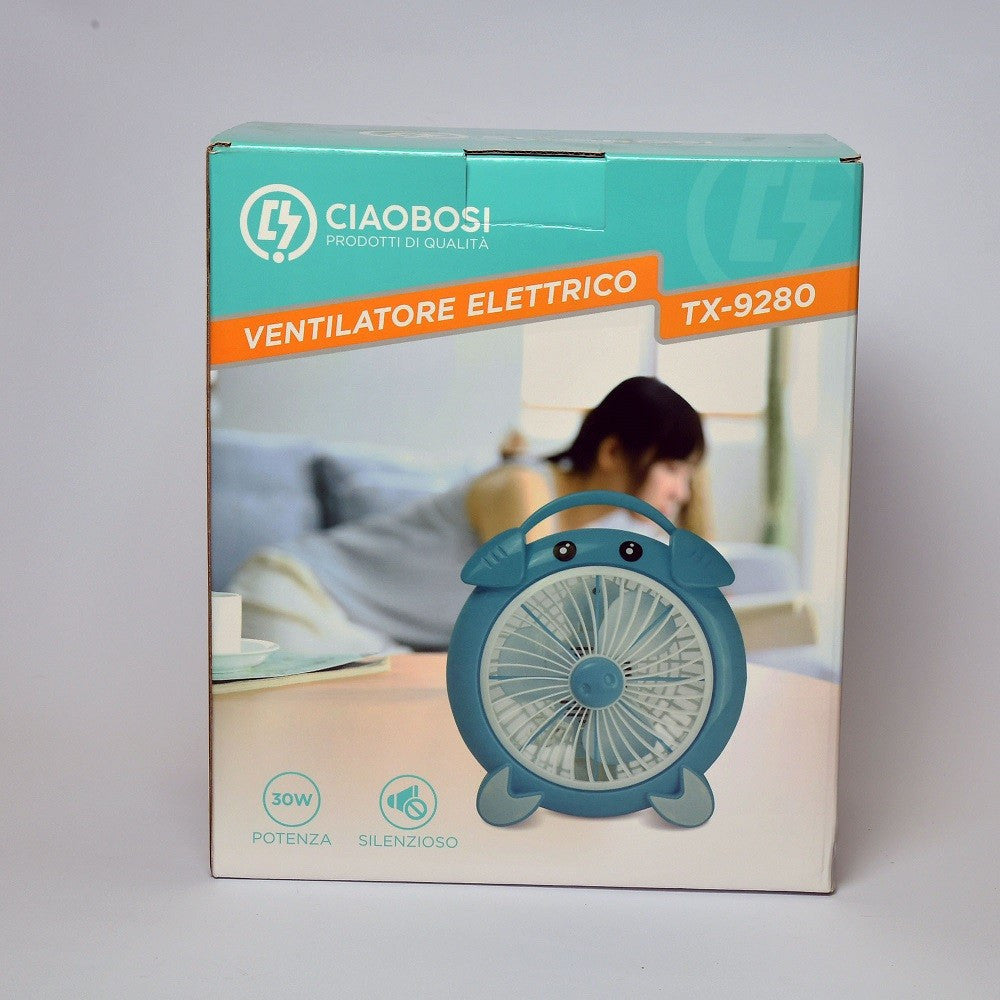 VENTILATORE ELETTRICO 30 WATT 3 VENTOLE SILENZIOSO DA TAVOLO COLORATO TX-9280