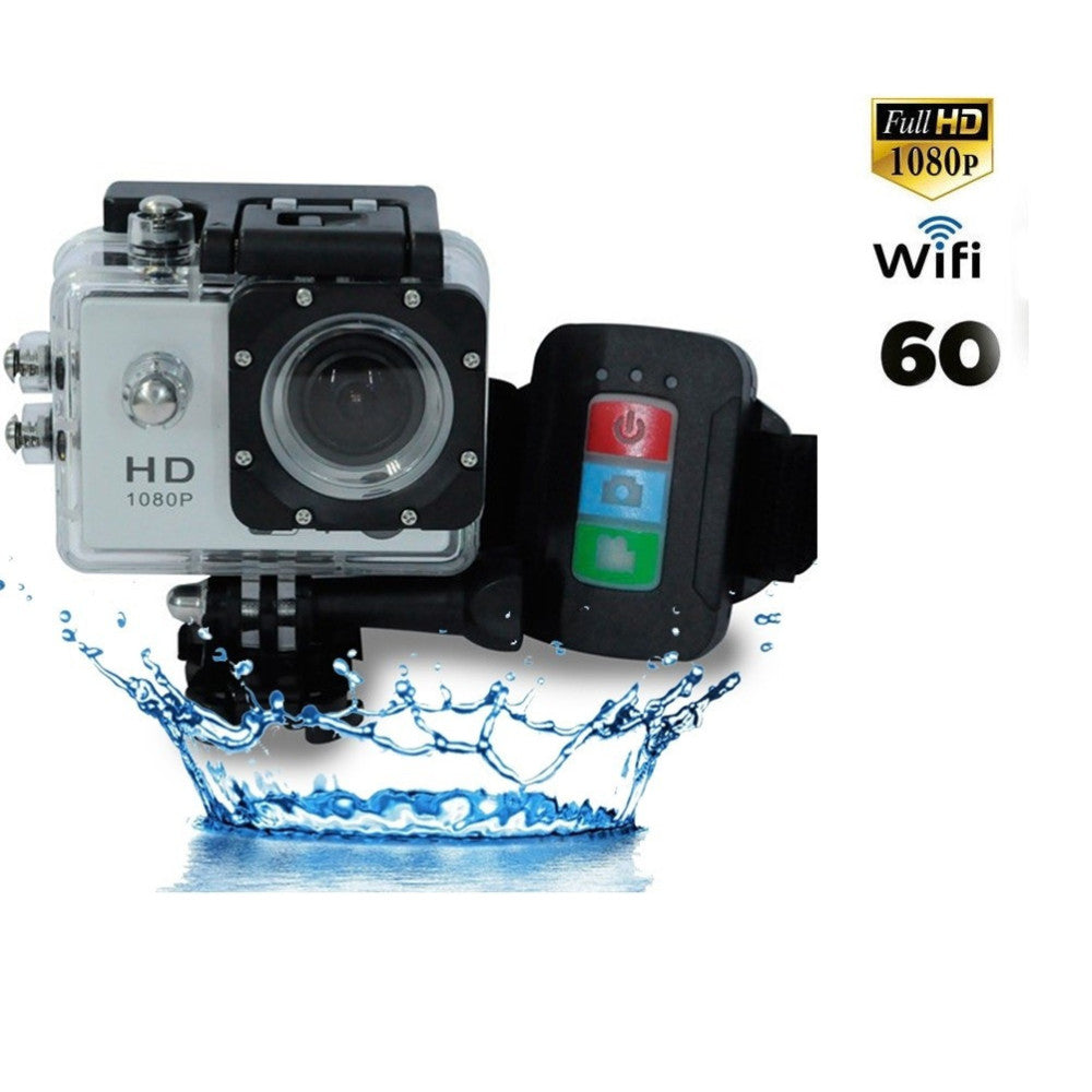 VIDEOCAMERA HD SCHERMO 2" 1080P SPORT SUBACQUEA CASCO MOTO WIFI CON TELECOMANDO