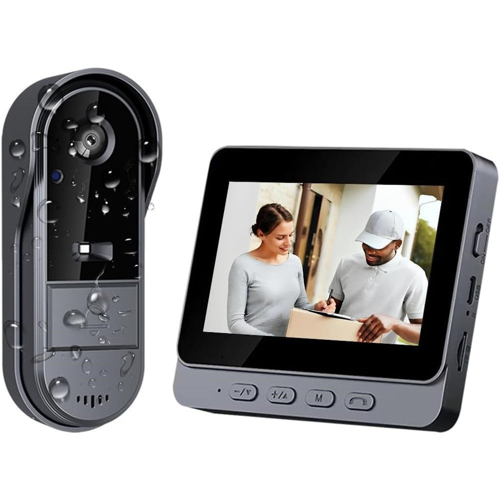 VIDEOCITOFONO CAMPANELLO SENZA FILI DA ESTERNO IMPERMEABILE IP67 SCHERMO IPS 4,3''