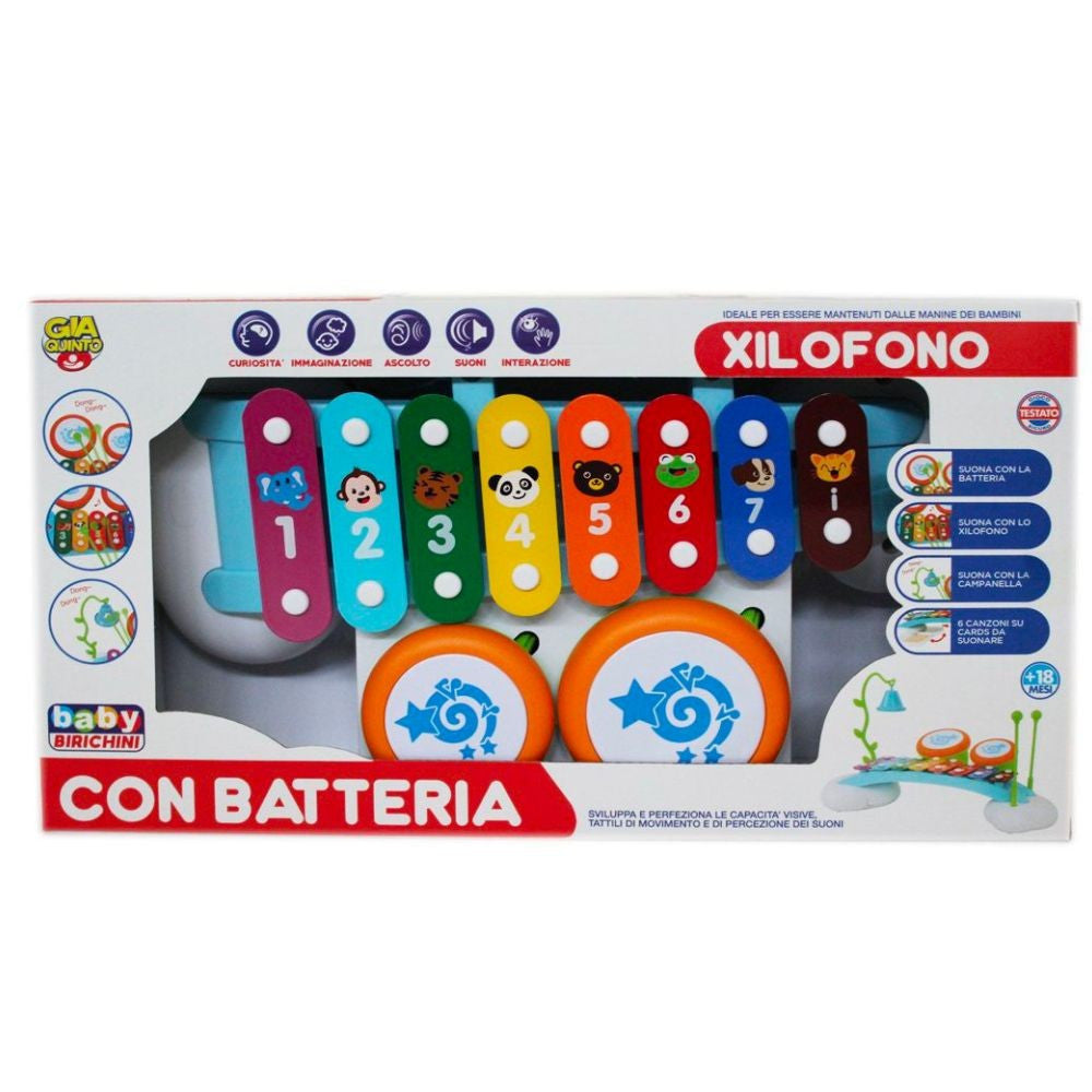 XILOFONO COLORATO CON BATTERIA CON SUONI E MUSICA GIOCO PER BAMBINI DA MESI 18+